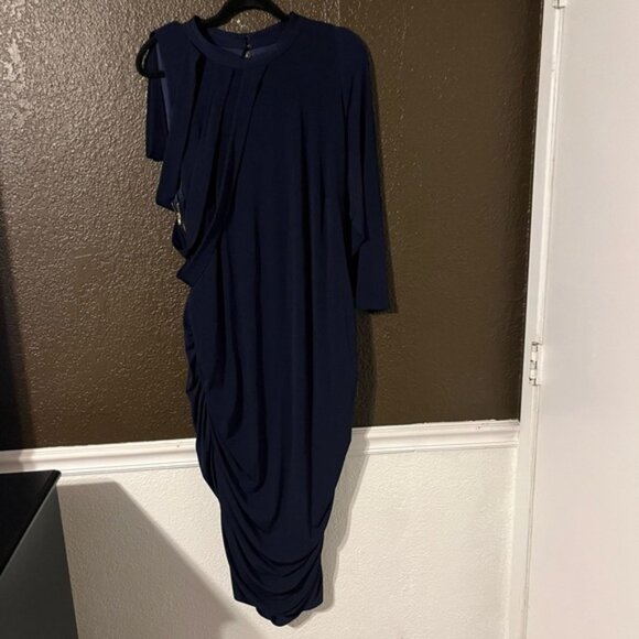Navy Blue Monif C Evening Dress with Zipper Down the Side, Size 3 - Picture 1 of 9